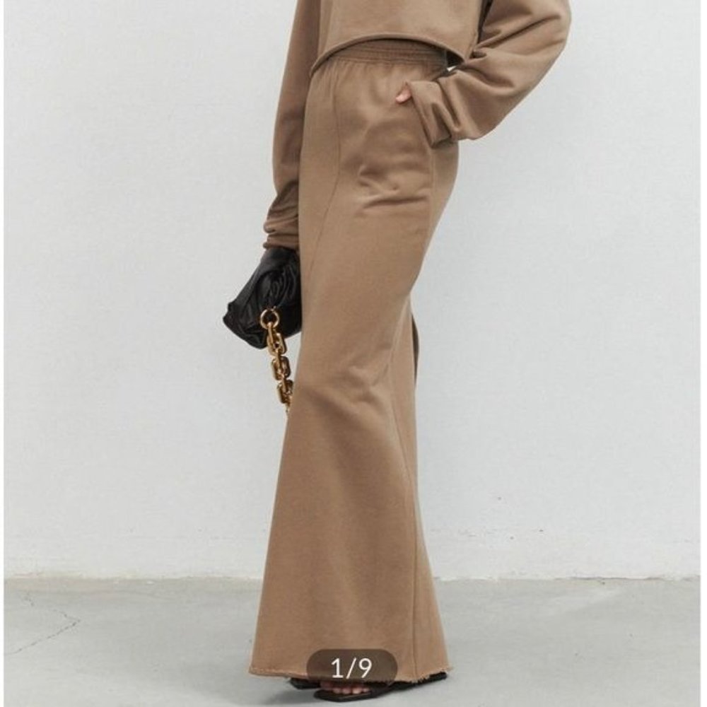 Commense Casual Split front and back maxi Skirt Tan / Camel Color Size Medium